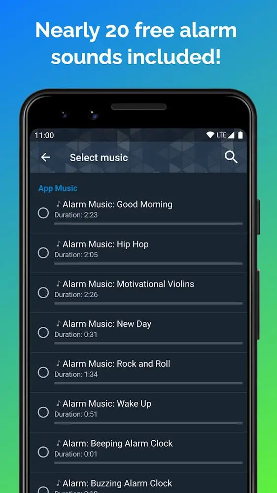 Screenshot of the Talking Alarm Clock Beyond app