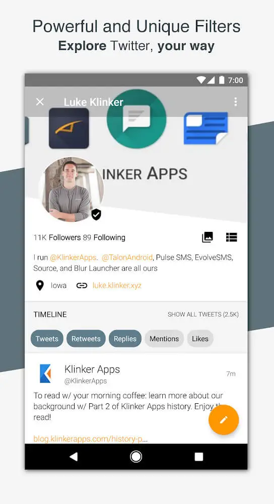 Screenshot of the Talon for Twitter app