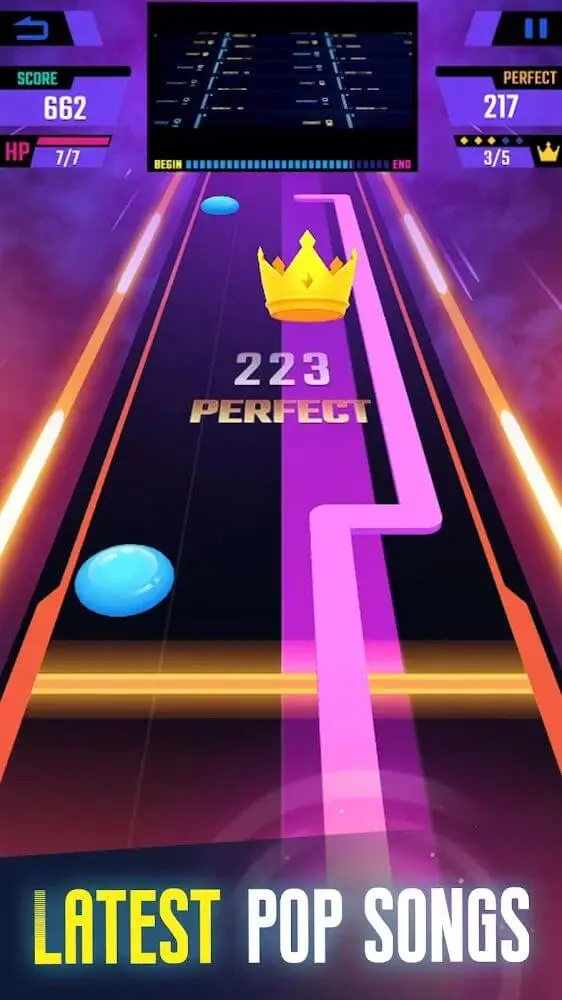 Screenshot of the Tap Music 3D app