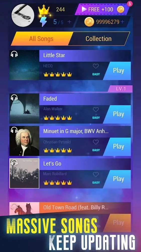 Screenshot of the Tap Music 3D app