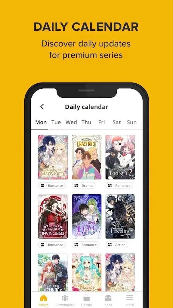 Screenshot of the Tapas - Comics and Novels app