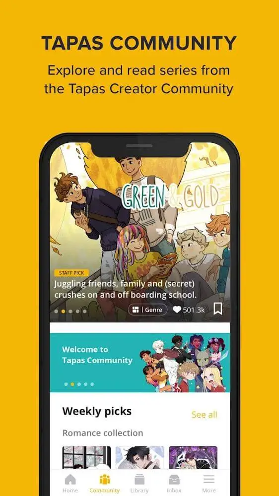 Screenshot of the Tapas - Comics and Novels app