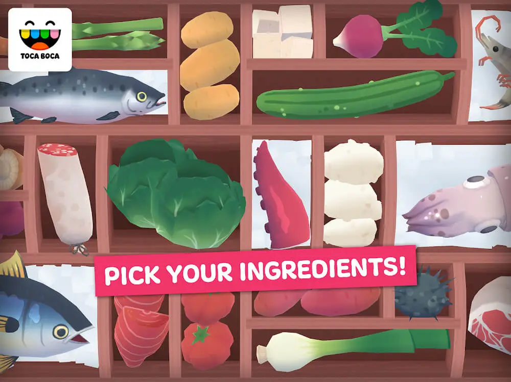 Screenshot of the Toca Kitchen Sushi Restaurant game