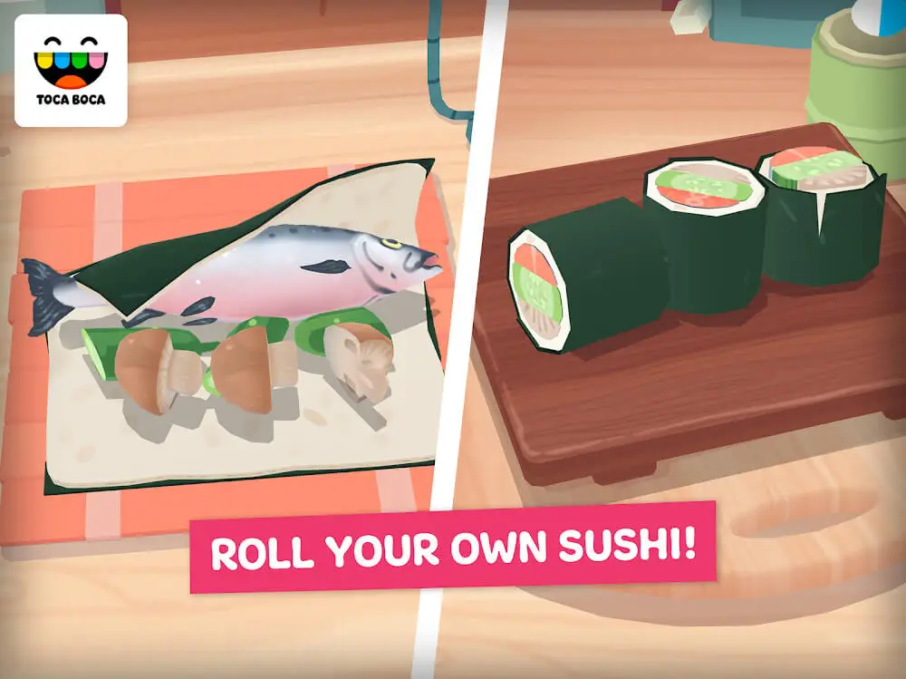 Screenshot of the Toca Kitchen Sushi Restaurant game