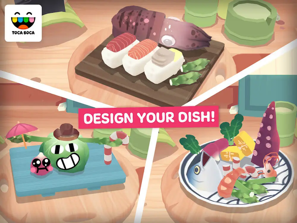 Screenshot of the Toca Kitchen Sushi Restaurant game