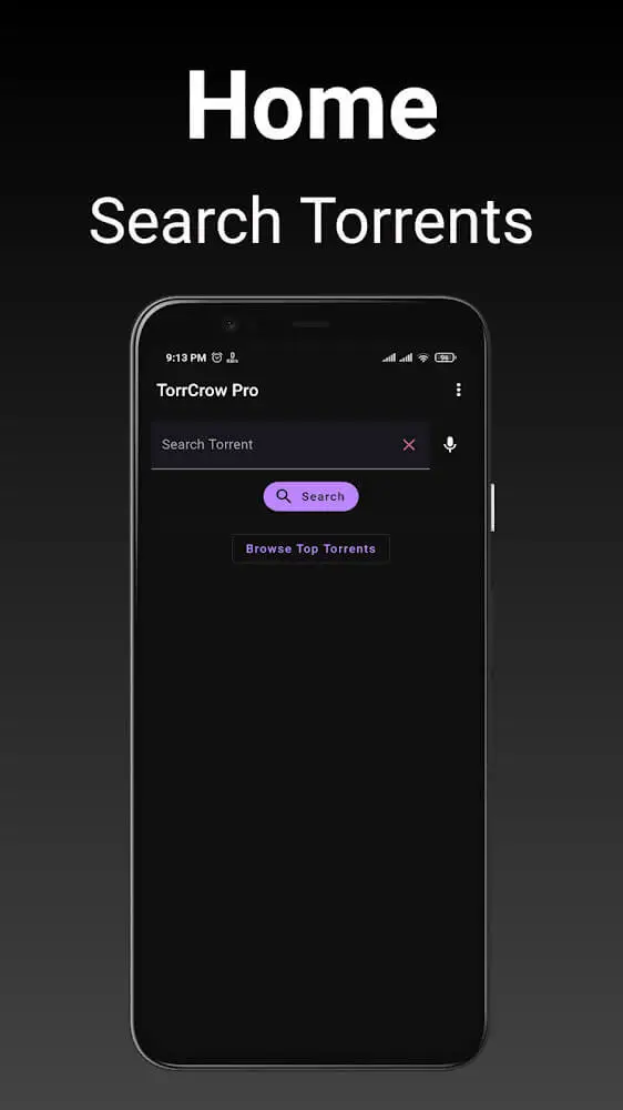 Screenshot of the TorrCrow app