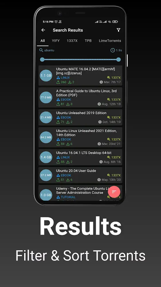 Screenshot of the TorrCrow app