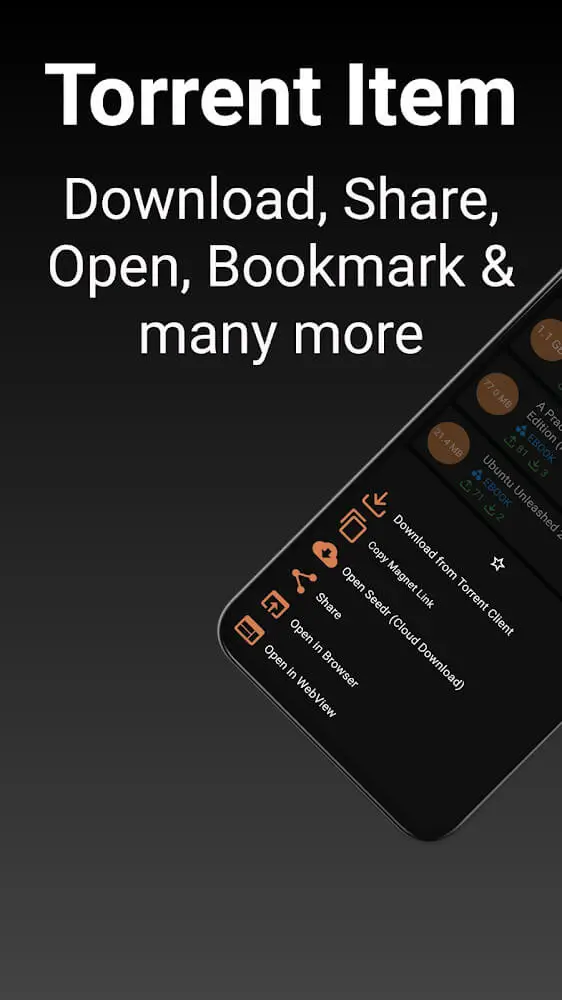 Screenshot of the TorrCrow app