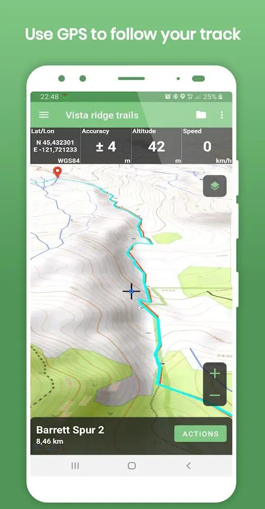 Screenshot of the Tracklia app