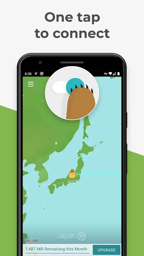 Screenshot of the TunnelBear app