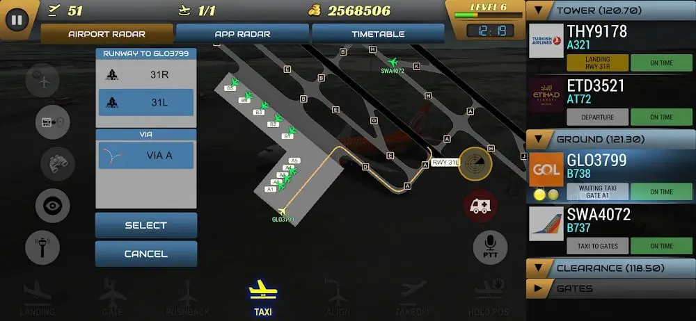 Screenshot of the Unmatched Air Traffic Control game