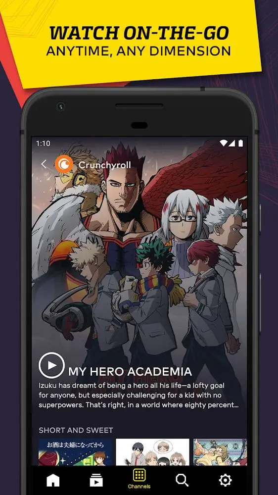 Screenshot of the VRV app