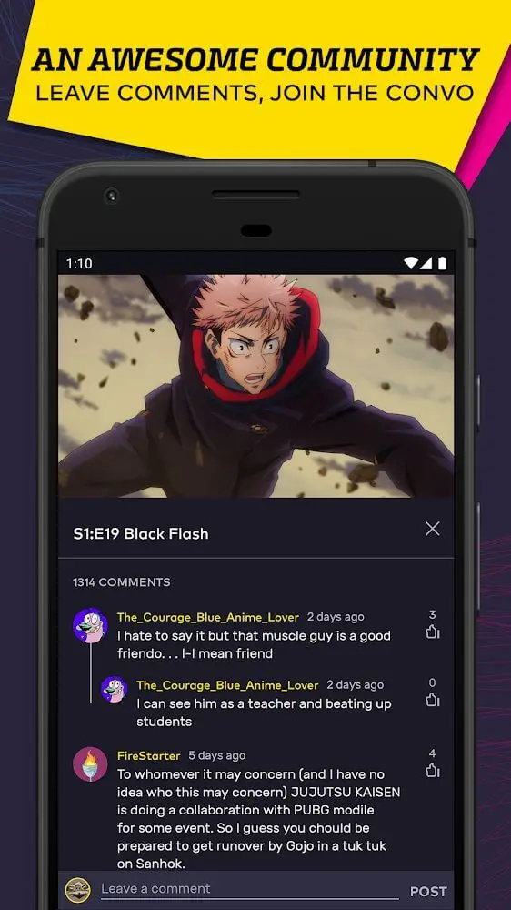 Screenshot of the VRV app