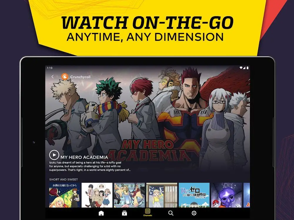 Screenshot of the VRV app
