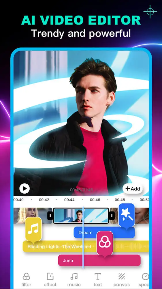 Screenshot of the Veffecto Video Effects Editor app