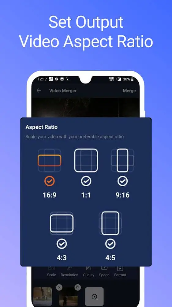 Screenshot of the Video Merger app