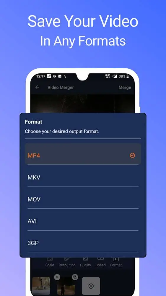 Screenshot of the Video Merger app