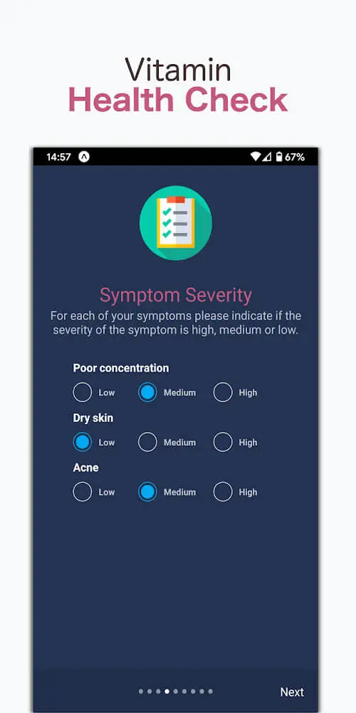 Screenshot of the Vitamin Check app