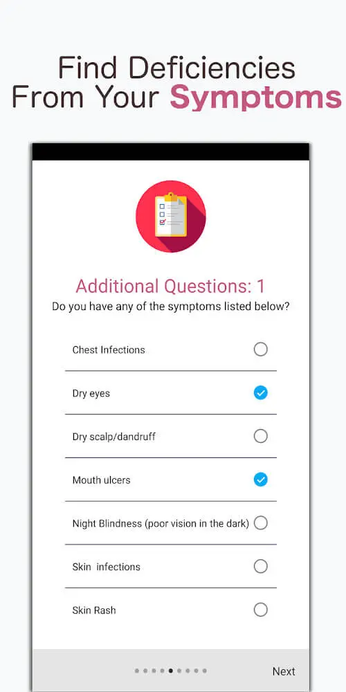Screenshot of the Vitamin Check app