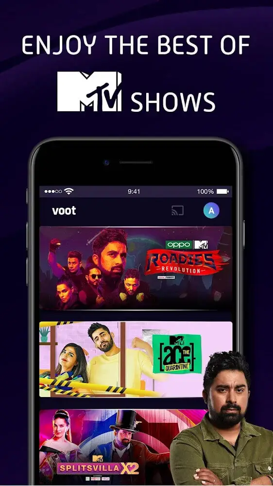 Screenshot of the Voot Select app