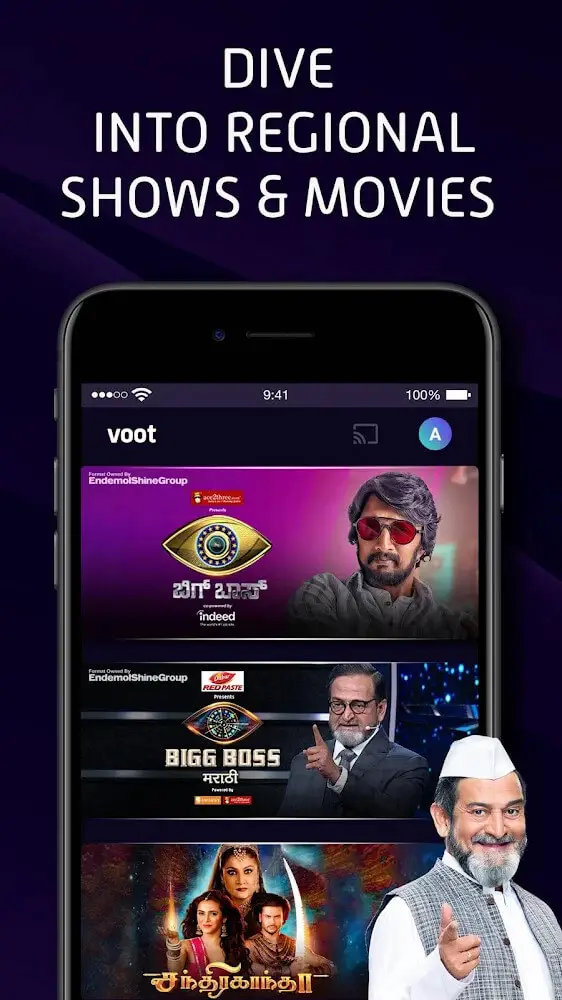 Screenshot of the Voot Select app