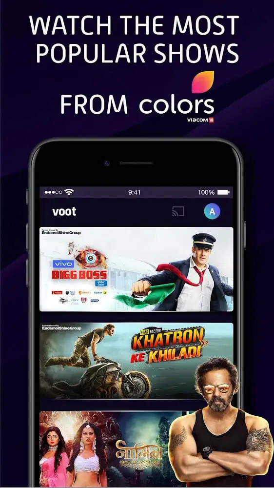 Screenshot of the Voot Select app