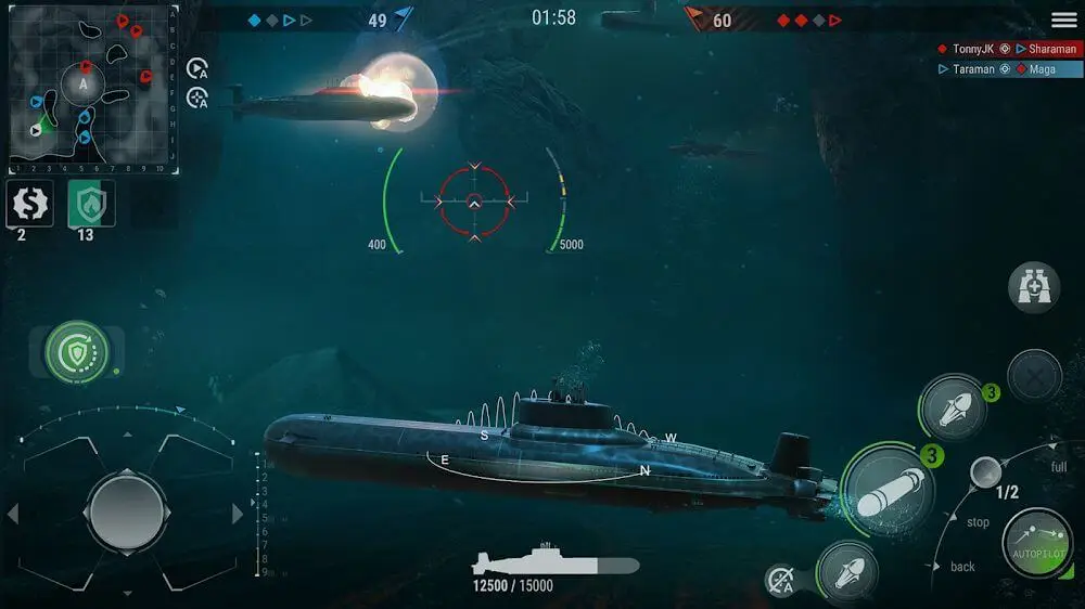 Screenshot of the WORLD of SUBMARINES: Navy PvP game