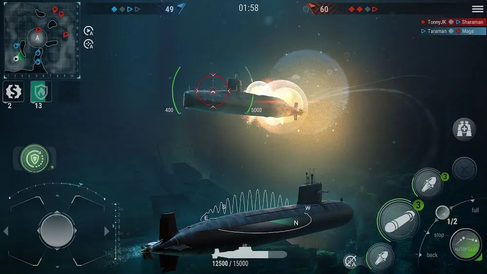 Screenshot of the WORLD of SUBMARINES: Navy PvP game