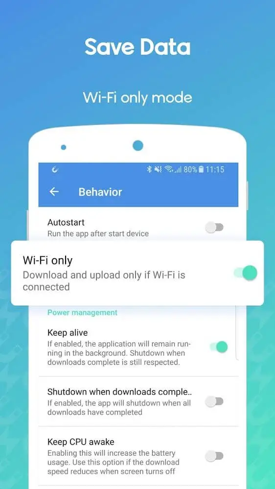 Screenshot of the WeTorrent app