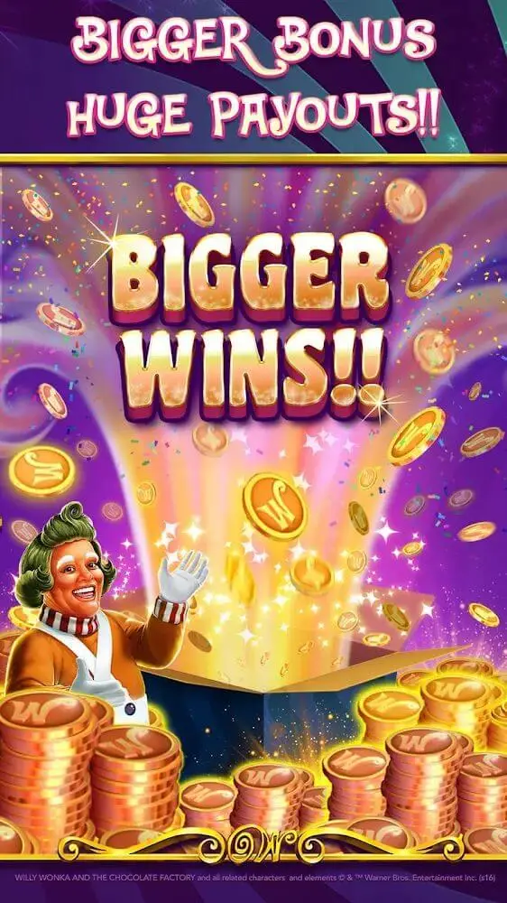 Screenshot of the Willy Wonka Vegas Casino Slots app
