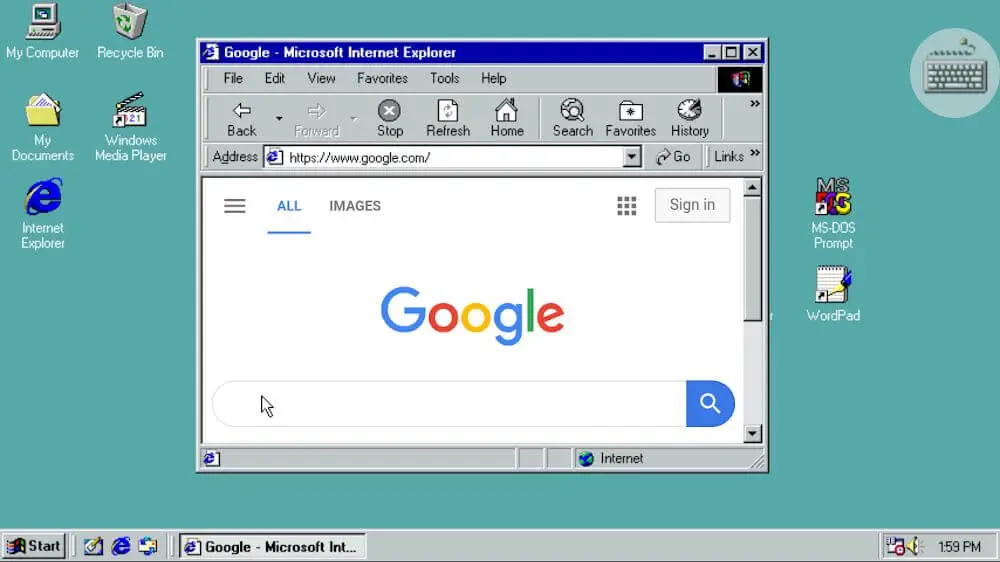 Screenshot of the Win 98 Simulator game