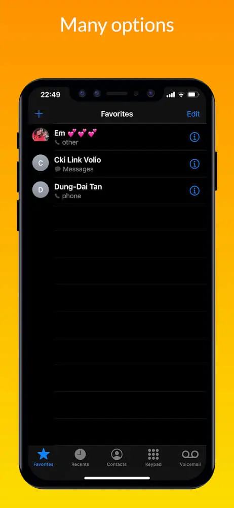 Screenshot of the iCall - Phone Dialer app