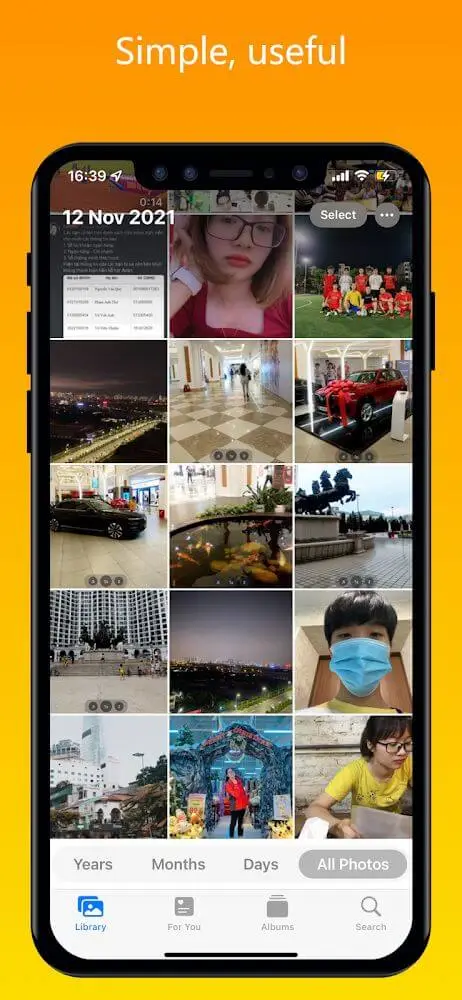 Screenshot of the iPhoto - Gallery iOS 16 app