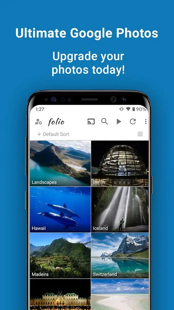 Screenshot of the pixFolio app